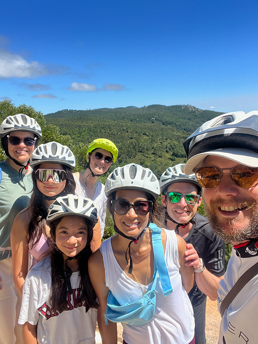 Happy cyclists smiling on a Somewherein.pt tour
