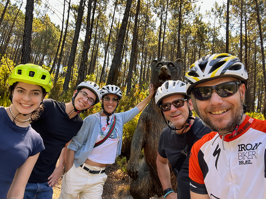 Happy cyclists smiling on a Somewherein.pt tour