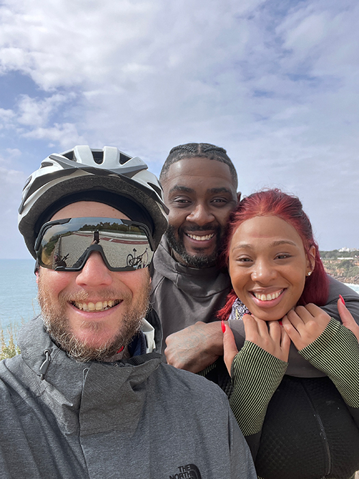 Happy cyclists smiling on a Somewherein.pt tour