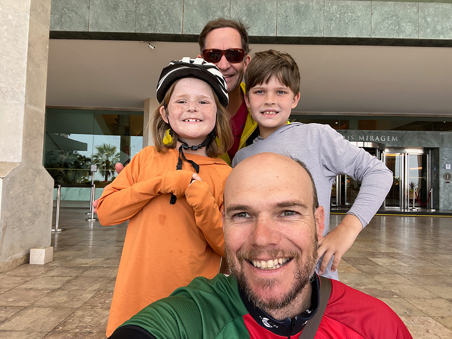 Happy cyclists smiling on a Somewherein.pt tour