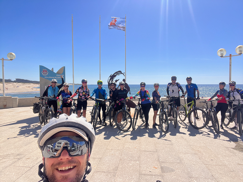 Happy cyclists smiling on a Somewherein.pt tour
