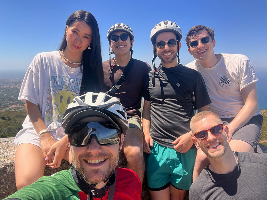 Happy cyclists smiling on a Somewherein.pt tour